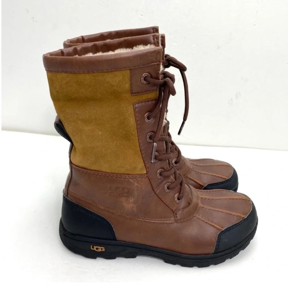 Ugg Butte II Boot Lace up Winter Snow Duck Boots Tan Brown Size 3 S/N 1098890K